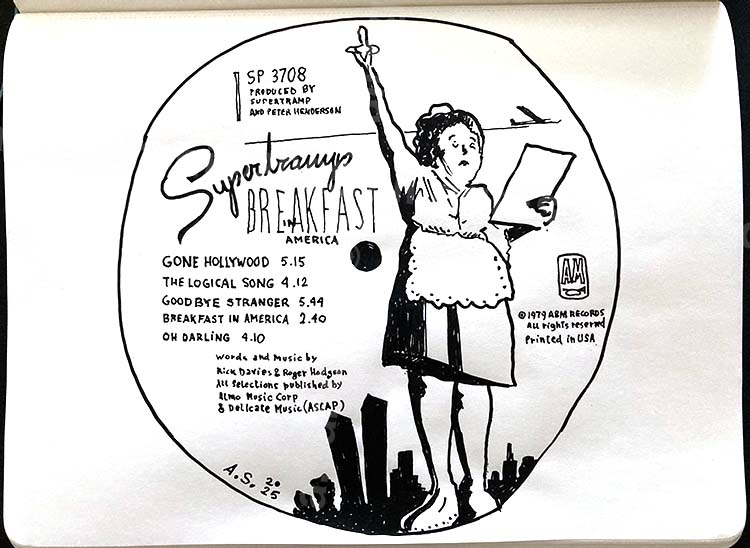 Breakfast in America Ink Drawing